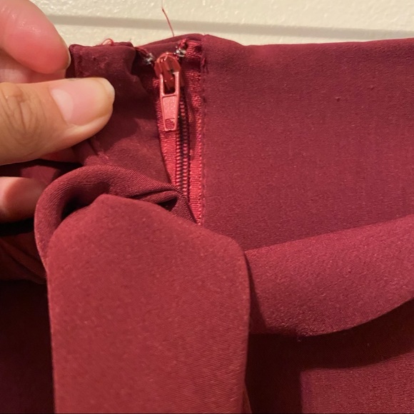 Burgundy Tie Front Trouser Pants - Picture 2 of 4